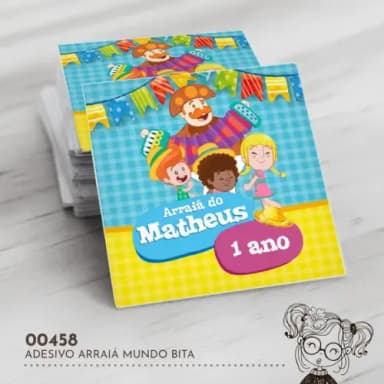 Adesivo Quadrado Arraiá Mundo Bita - 00458