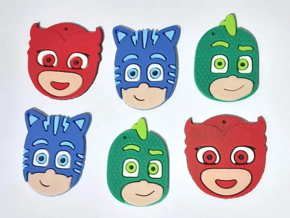 Aplique Coruja, Menino Gato, Lagartixo Pct com 6 Unidades