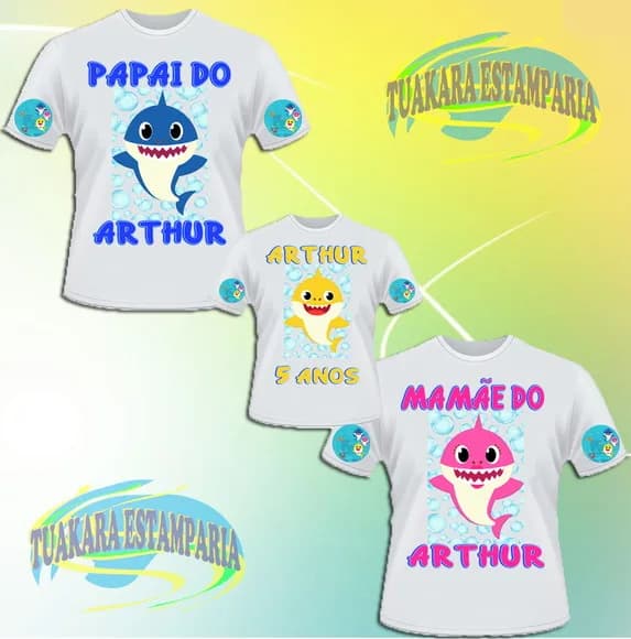 Kit 3 Camisetas - Baby Shark 01