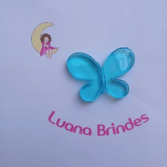Borboleta Passante Acrilica Azul 3,8cm Pct 10 Unidades