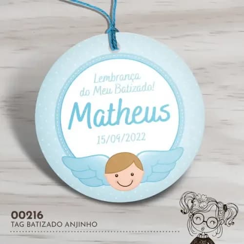 Tag Redonda Batizado Anjinho - 00216