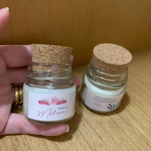 Lembrança Batizado Vela Aromática Potinho Vidro Tampa Rolha