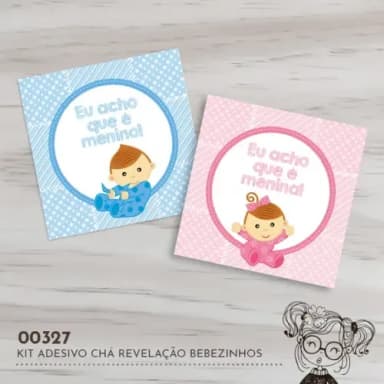 Kit Adesivos Quadrados Chá Revelação - 00327