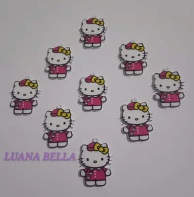 Pingente em acrílico U.V da Hello Kitty - pct c/ 15 unidades