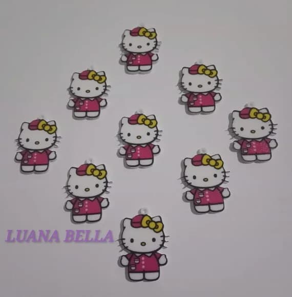 Pingente em acrílico U.V da Hello Kitty - pct c/ 15 unidades
