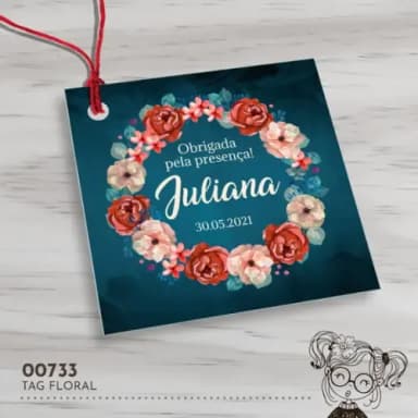 Tag Quadrada Floral - 00733