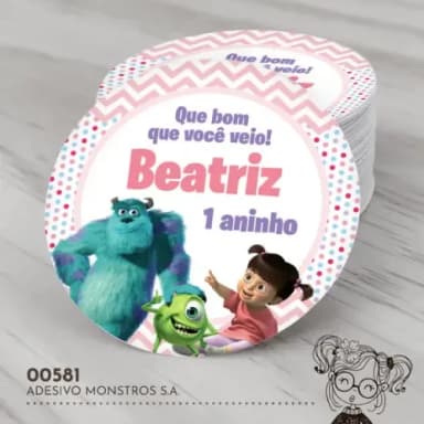 Adesivo Redondo Monstros S.a. - 00581