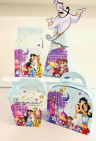 Kit 60 Lembrancinhas Alladim e Jasmine