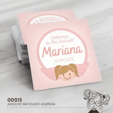 Adesivo Quadrado Batizado Anjinha - 00215