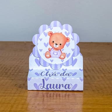 PEGUE E MONTE - Porta Bis Duplo Personalizados URSINHO LILAS - Decoração de Festa | Lembrancinhas | Aniversário | Personalizados