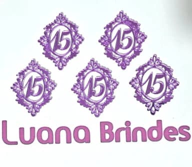 Aplique Moldura 15 Anos Roxo 3,5cm Pacotes C/6 Peças
