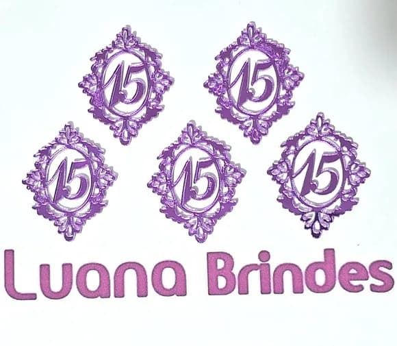 Aplique Moldura 15 Anos Roxo 3,5cm Pacotes C/6 Peças