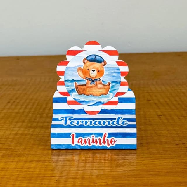 PEGUE E MONTE - Porta Bis Duplo Personalizados URSINHO MARINHEIRO - Decoração de Festa | Lembrancinhas | Aniversário | Personalizados
