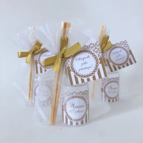 Lembrança 80 Anos Aromatizador Saquinho Organza