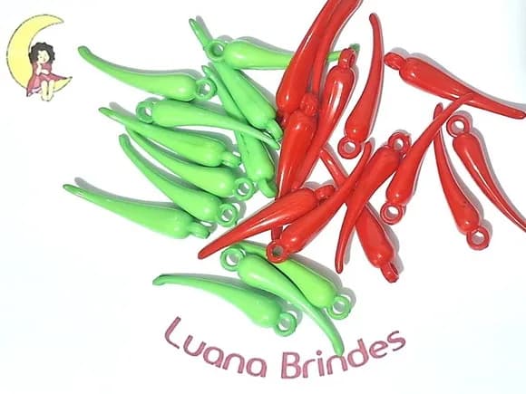 Pingente Pimenta Acrílico 4cm Pacote com 30 Unidades