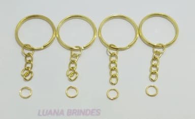 Argolas para Chaveiros c/ Elo de Metal Dour-pct C/30 Unid
