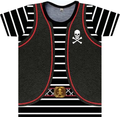Camiseta Adulto Fantasia Pirata com Colete de Couro e Caveira