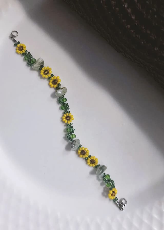Pulseira Miçanga Girassol com Pedra