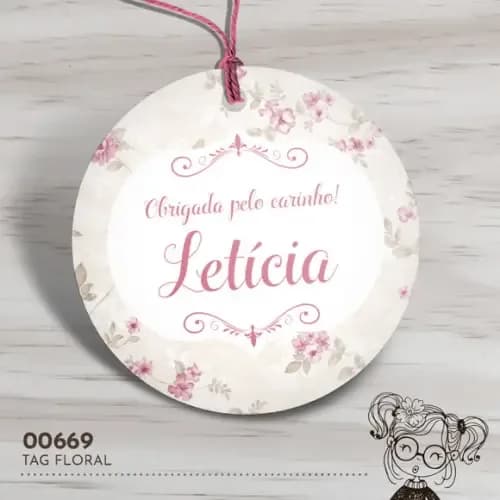 Tag Redonda Floral - 00669