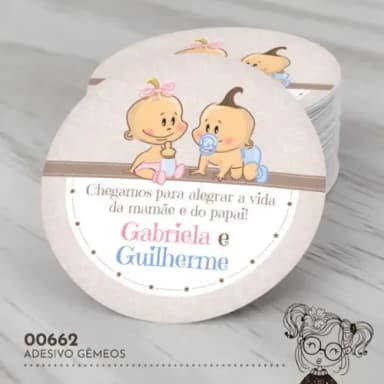 Adesivo Redondo Nascimento Gêmeos - 00662