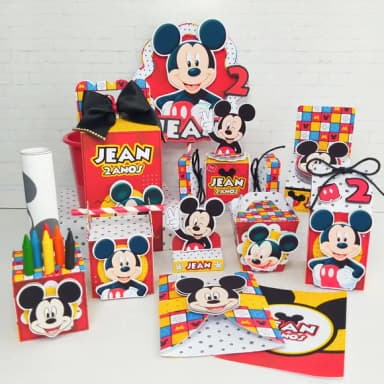 Kit 60 Lembrancinhas - Mickey Quadriculado