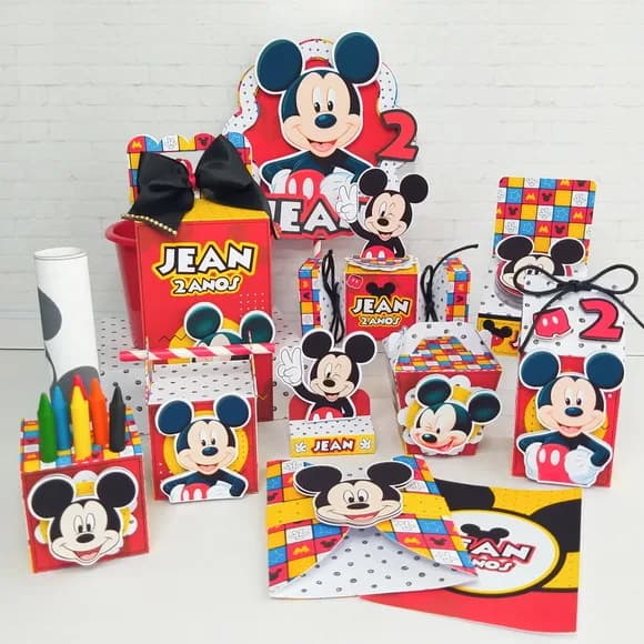 Kit 60 Lembrancinhas - Mickey Quadriculado