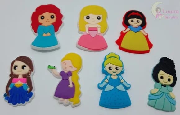 Apliques Princesas Variadas de Borracha - Pct C/7 Unid