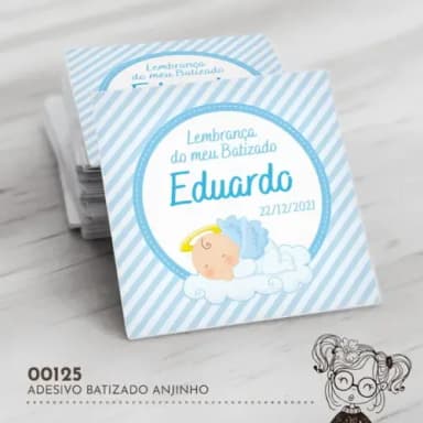 Adesivo Quadrado Batizado Anjinho - 00125