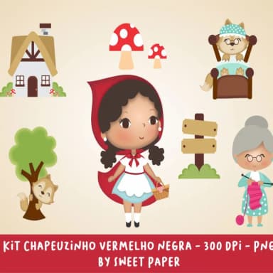 Kit Digital exclusivo Chapeuzinho vermelho morena 1CADAA0