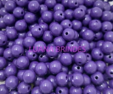 Bolinha Plástica Leitosa Roxa Passante 10mm Pct 100 Unidades