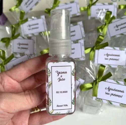 Álcool 70% Spray Lembrancinha casamento folhas