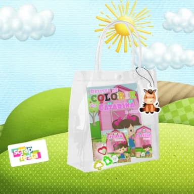 Sacola Pvc Colorir Massinha Cortador Fazendinha Corrente Tag