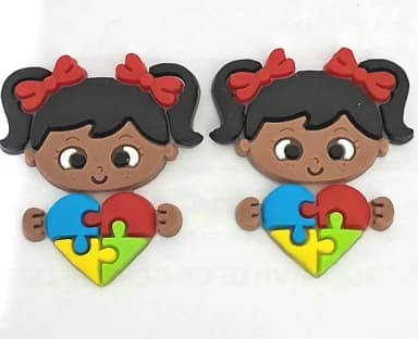 Apliques Menina Símbolo Autismo - 6 Unidades
