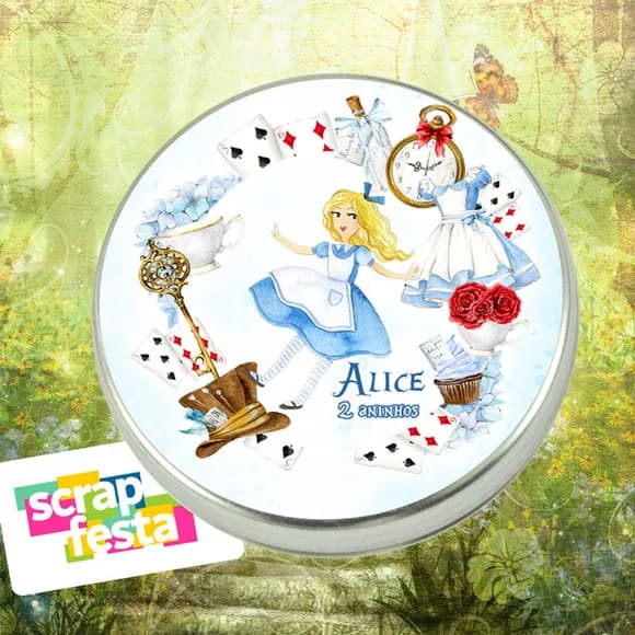 Latinha Personalizada Alice No País Das Maravilhas Aquarela