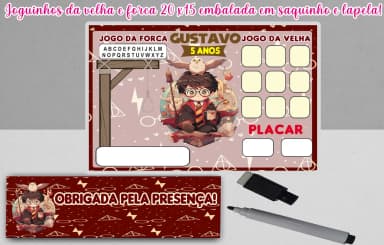 Harry Potter Lembrancinhas personalizado joguinho da velha com forca