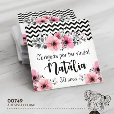 Adesivo Quadrado Floral - 00749