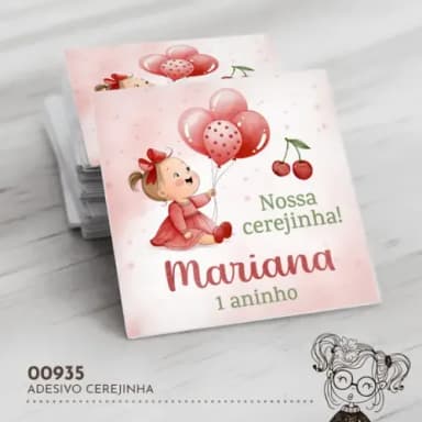 Adesivo Quadrado Cerejinha - 00935