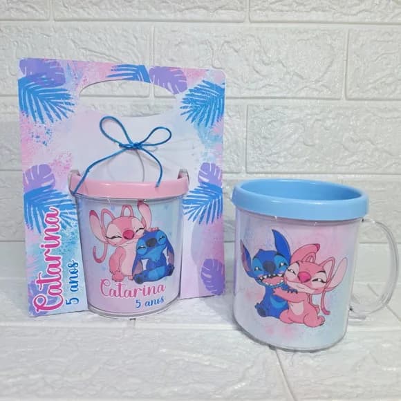 Foto Caneca na Caixa Suporte Personalizada - Stitch e Angel
