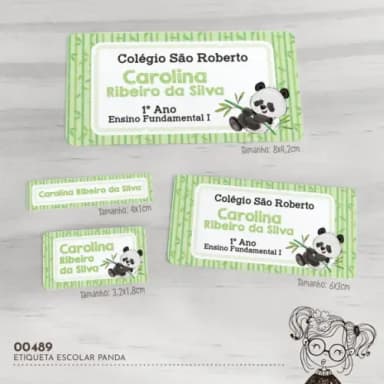 Etiqueta Escolar Panda - 00489