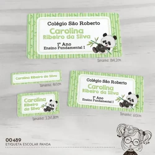 Etiqueta Escolar Panda - 00489