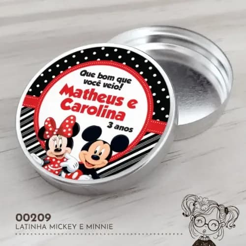 Latinha Adesivada Mickey e Minnie - 00209