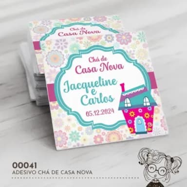 Adesivo Quadrado Chá de Casa Nova - 00041