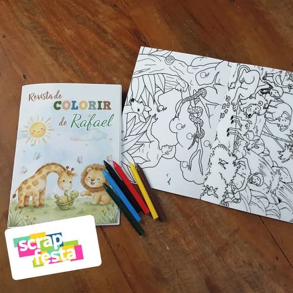 Revista Colorir + Giz de Cera Festa Criação do Mundo
