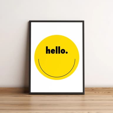 Quadro Hello Smile Amarelo Minimalista 2563