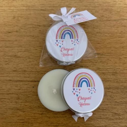 Lembrança Maternidade Vela Aromática Arco Iris Boho