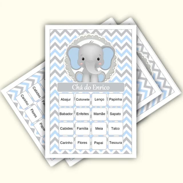 Bingo Chá de Bebê Menino Pdf Para Imprimir