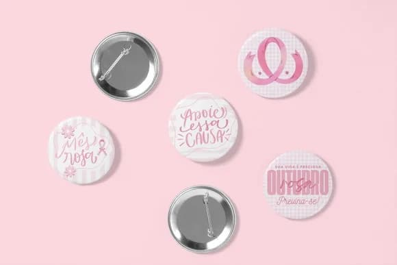Botton Alfinete 38mm - Outubro Rosa