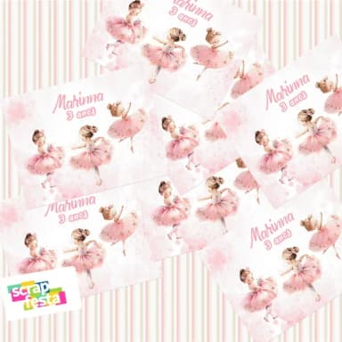 Adesivo Personalizado Retangular Festa Bailarina