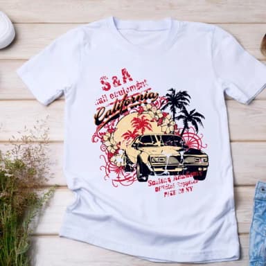 Camiseta Carro Vintage - Estampa California Tropical e Retrô