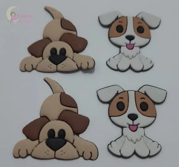 Apliques Cachorros de Borracha - Pct C/8 Unidades